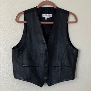 VTG Paris Sport Club Black Leather Vest, L